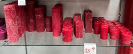 025 Posten Raureif Kerzen bordeaux aus Liquidation