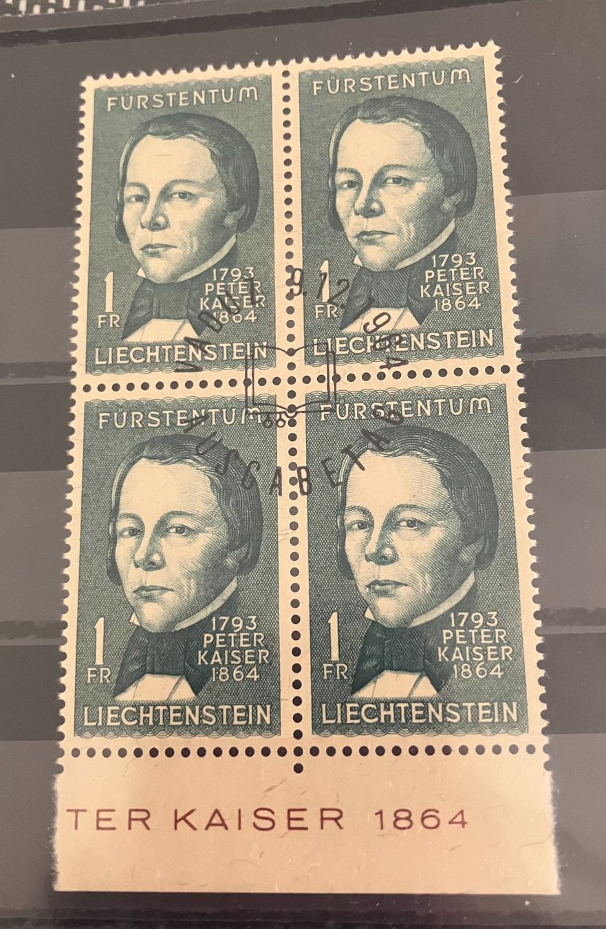 Tutti i francobolli: LIECHTENSTEIN Viererblock 1964  Peter Kaiser – Usato da Koblenz venduto da Markenhimmel