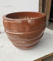 Gartentopf / Keramik glasiert / Kupferrot