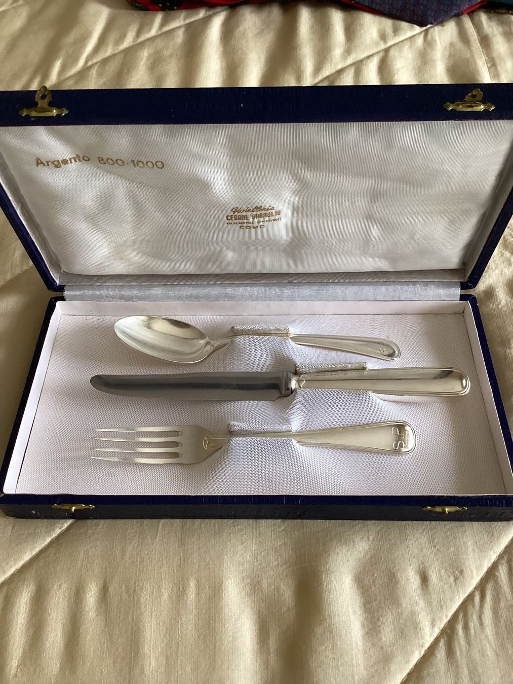 Set di posate: Vintage Silberbesteck 800 / Messer, Gabel, Löffel – Usato da Magadino venduto da sylvierosa