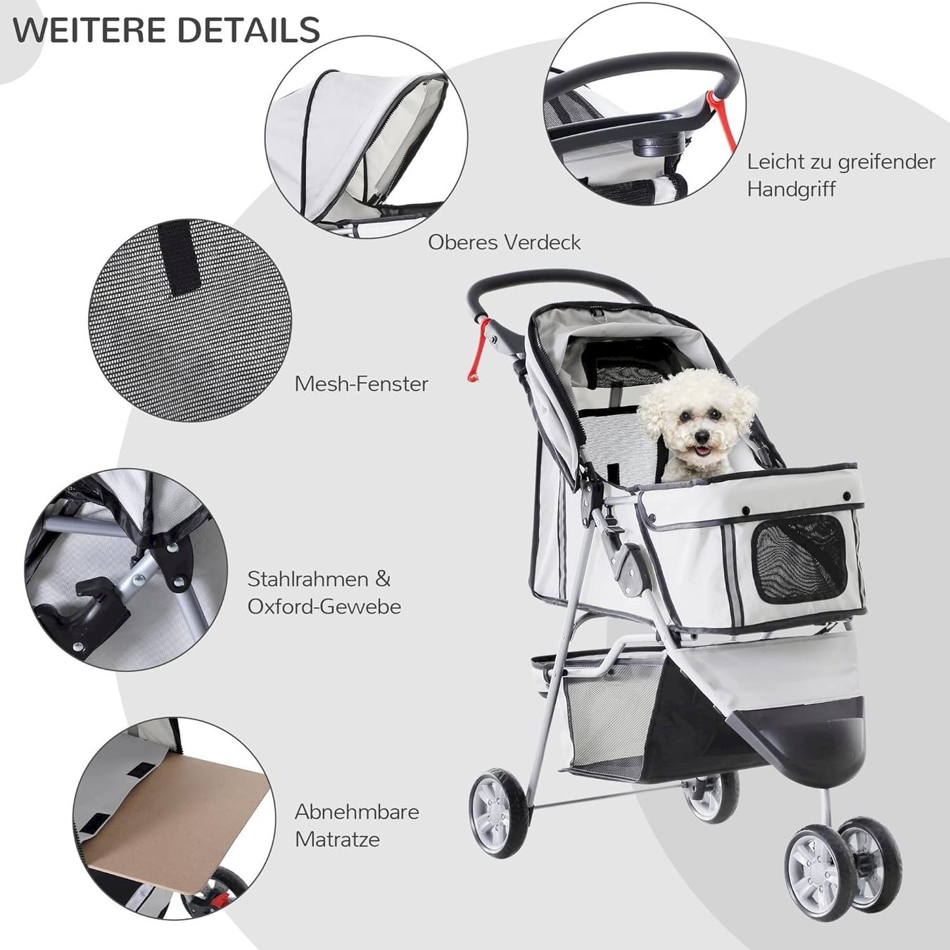 Gabbie, trasporto & Sicurezza: PawHut Hundewagen grau – Nuovo e nell'imballaggio originale da Bottighofen venduto da zaap 6
