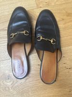 Gucci Mules Black Leather Size 40 Horsebit Slip-ons