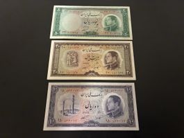 1x50 rials 1x20 rials 1x10 rials 1954