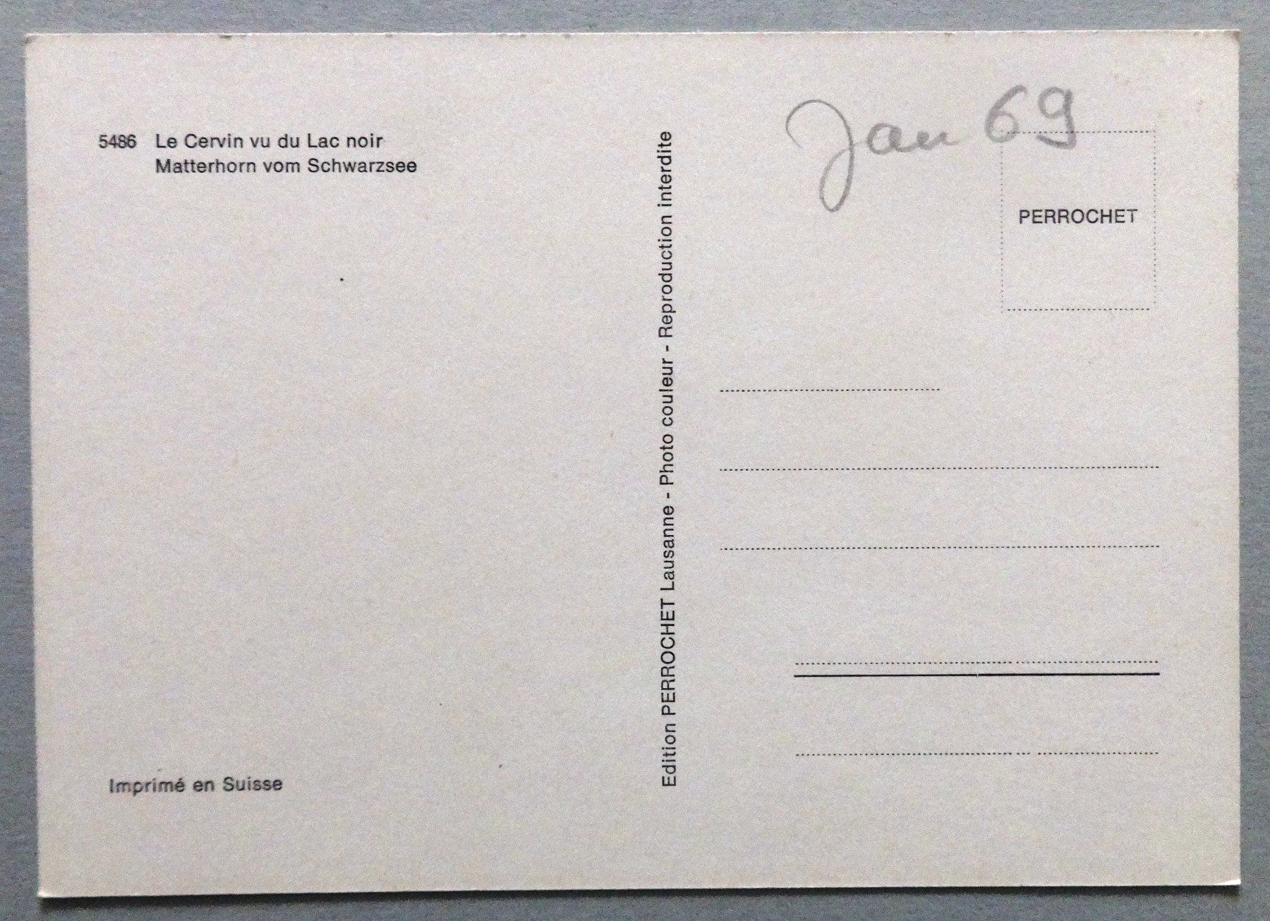 Cartoline postali: Le Cervin vu du Lac Noir – Usato da Fétigny venduto da Billy2miny 1