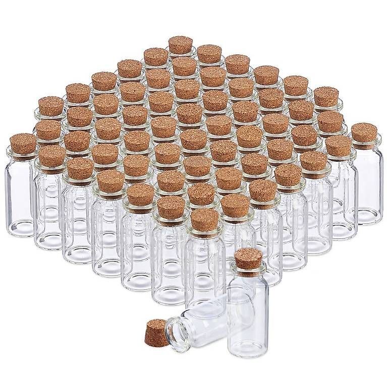 Apparecchiature e tecnologia a gas: Mini GLASFLASCHEN Glasfläschchen Flasche mit KORKEN 60er-Set – Nuovo e nell'imballaggio originale da Zürich venduto da Discountbros 2
