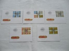 Pro Patria 1993 5 FDC Satz & 4er-Blocks SBK B239 - B242