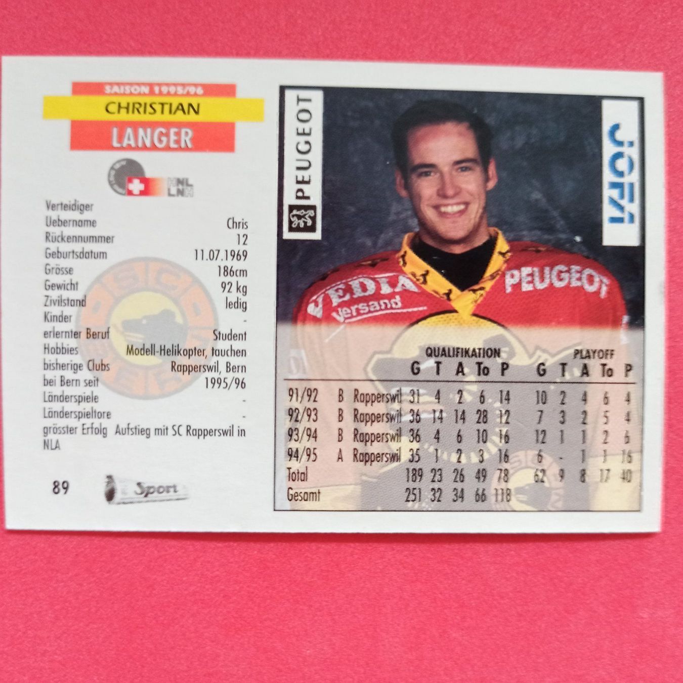 Carte collezionabili: Christian Langet - SC BERN CARD 1995/96 – Usato da Dübendorf venduto da kb86_MOVIE 1