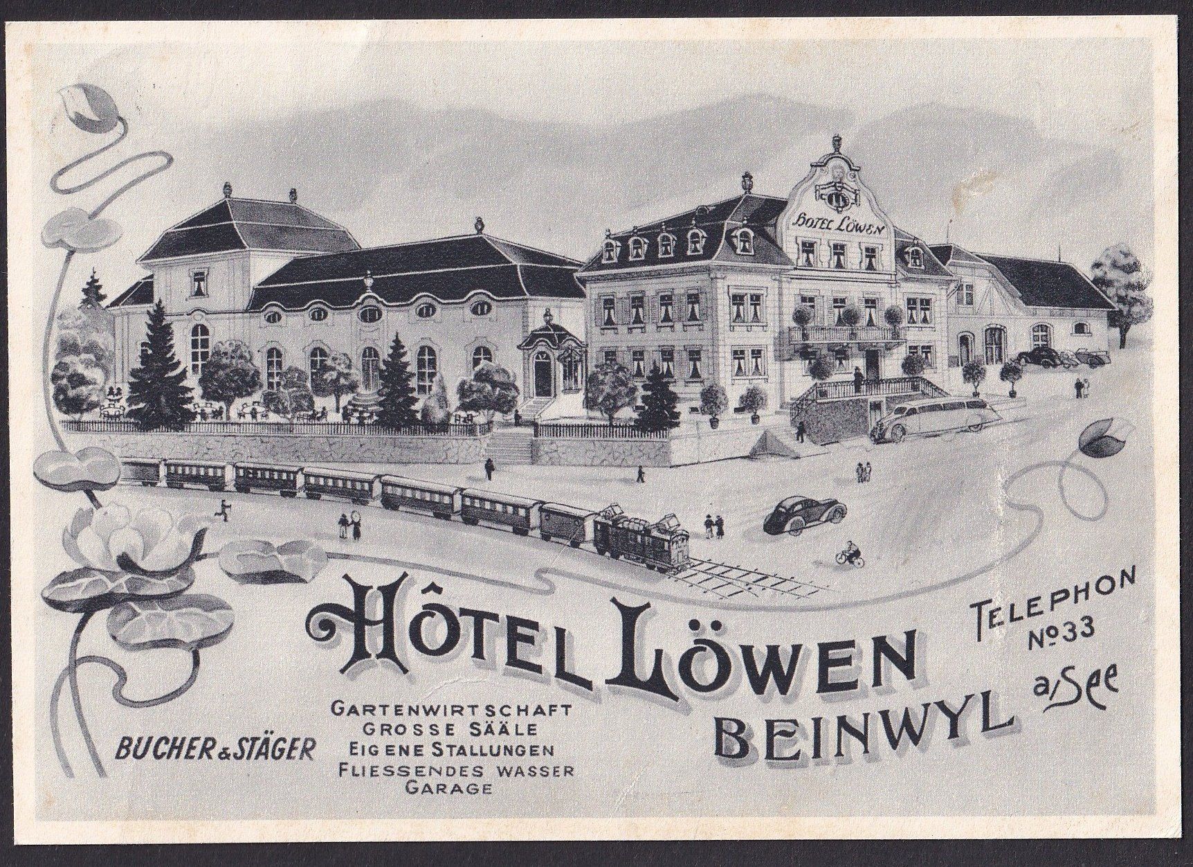 Cartoline postali: Beinwil Hotel Löwen mit Zug – Usato da Olten venduto da clotaldi