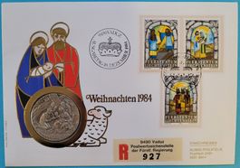 Münzbrief WEIHNACHTEN 1984 Silber 19.2gr Liechtenstein