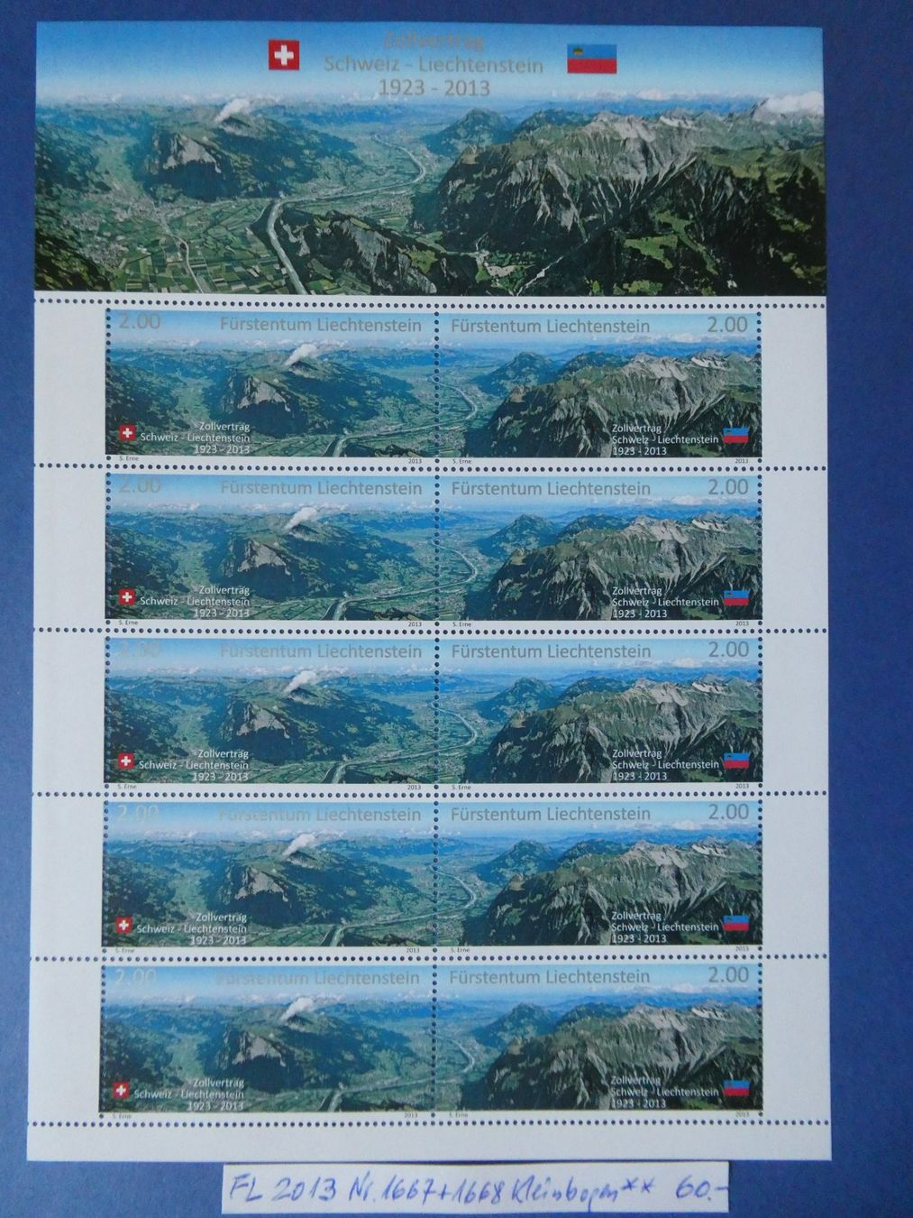 Tutti i francobolli: FL 2013 Nr. 1667+1668 Kleinbogen postfrisch ** – Usato da Lausen venduto da Herbamare01