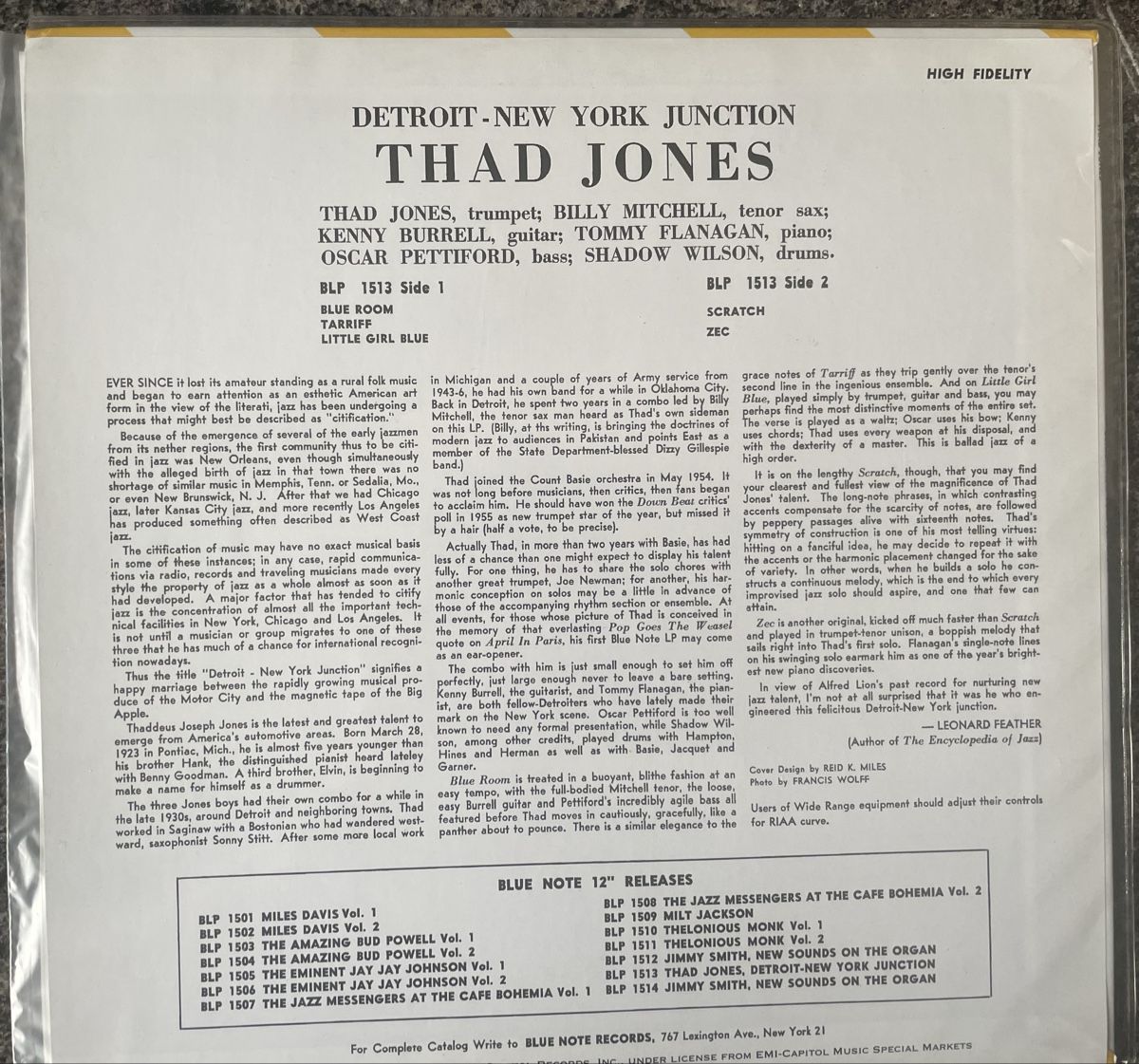 Dischi in vinile: Thad Jones - Blue Note - Audiophile Testpressung Vinyl LP – Usato da Olten venduto da Bluespapst 1