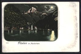 Mondschein-Lithographie Flüelen, Uferpa