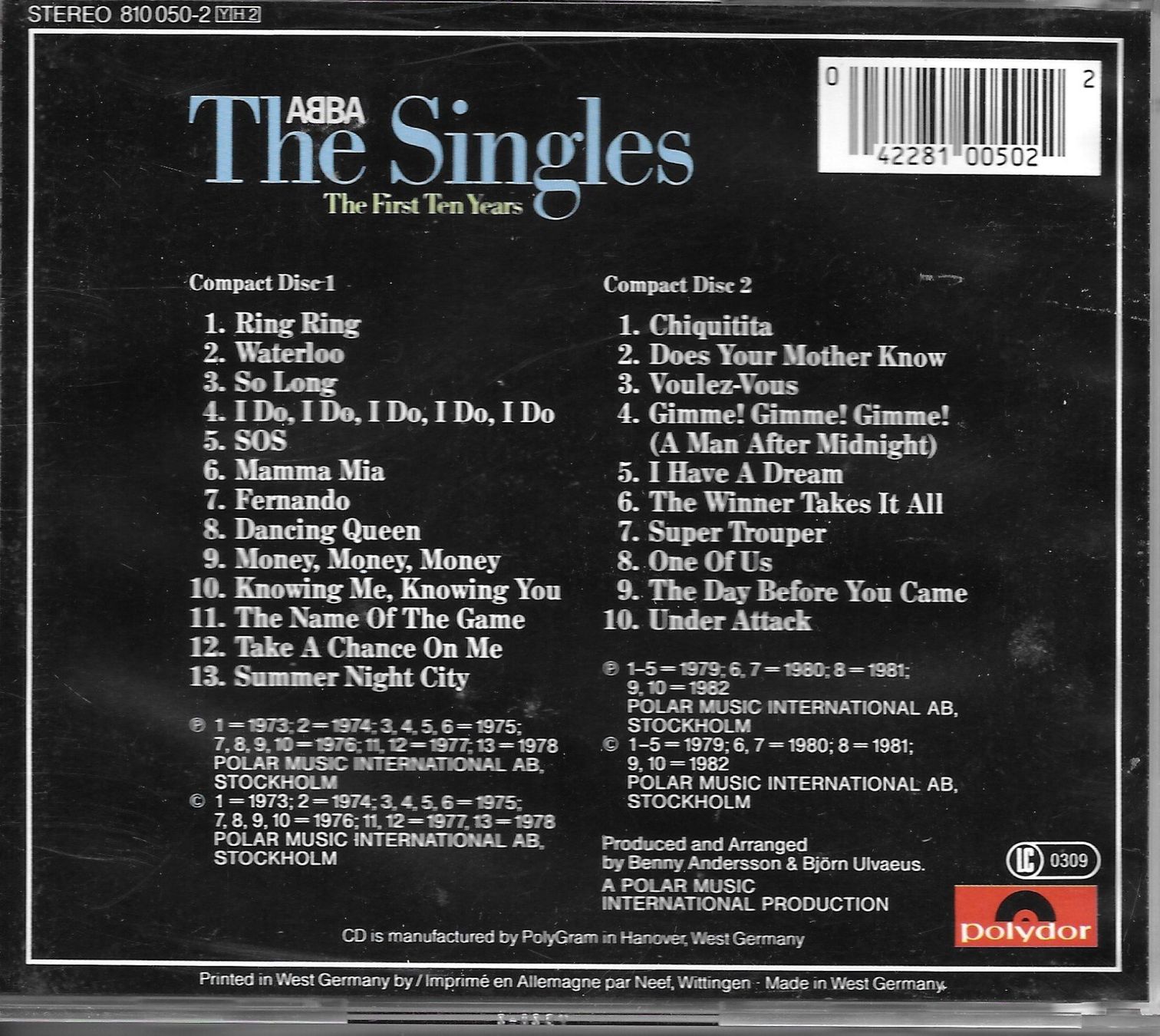 CDs: ABBA  - THE SINGLES / THE FIRST TEN YEARS – Gebraucht aus Bex von  1