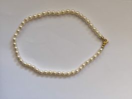 Echte Perlenkette Echtgold Verschluss 750 Massiv 18k Gold