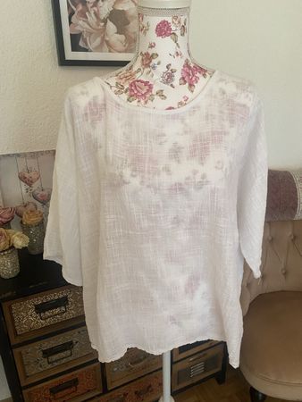 Tunika Bluse Marco di Renzo Baumwolle weiss GrS/M