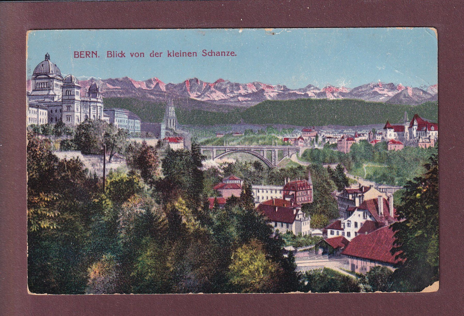 Cartoline postali: BERN - Blick von der kleinen Schanze - 1919 – Usato da Pully venduto da nicecards