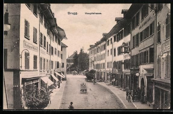 Cartes postales: AK Brugg /Aargau, Hauptstrasse – D'occasion à Berlin par bartko-reher