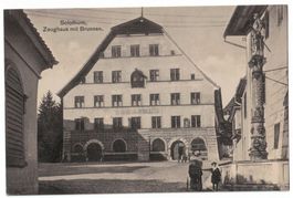 Solothurn, Zeughaus mit Brunnen, belebt, um 1915-20