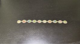 Bracelet vintage fleurs émaillées argenté