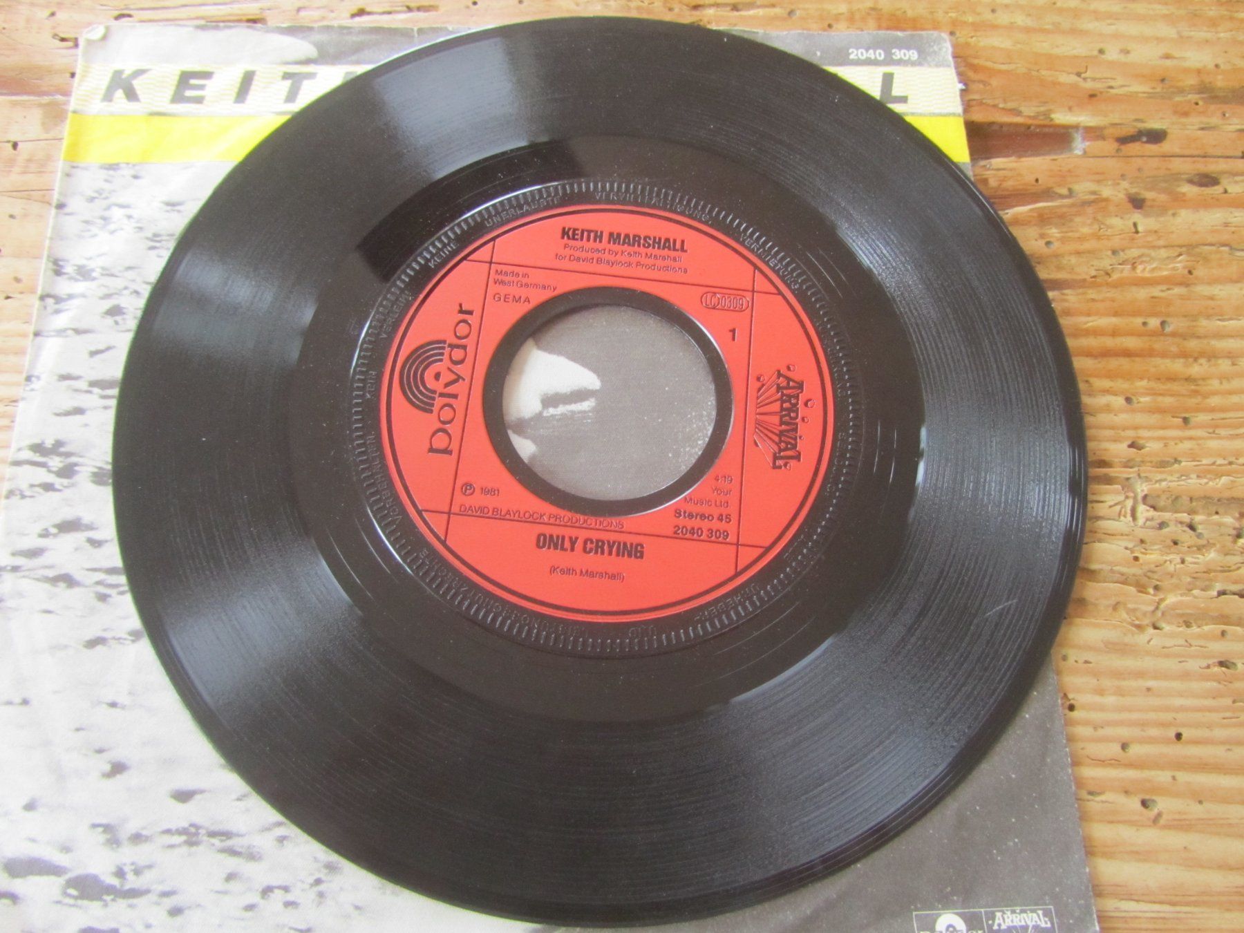 Dischi in vinile: Keith Marshall Only Crying 7 Zoll Single Vinyl – Usato da Seengen venduto da mikelele 1
