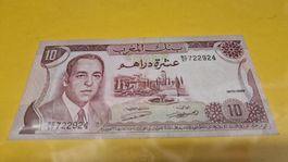 Marokko 10 Dirham Banknote, Jahrgang 1970-1990, Top Zustand
