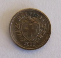 Münze 1 Rappen 1939 Bronze RAR  (unz)