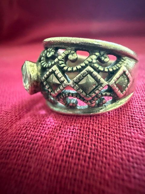 Anelli: Vintage Boho 925 Silber Ring mit Zirkonia – Usato da Osco venduto da Gatto_Nero 1