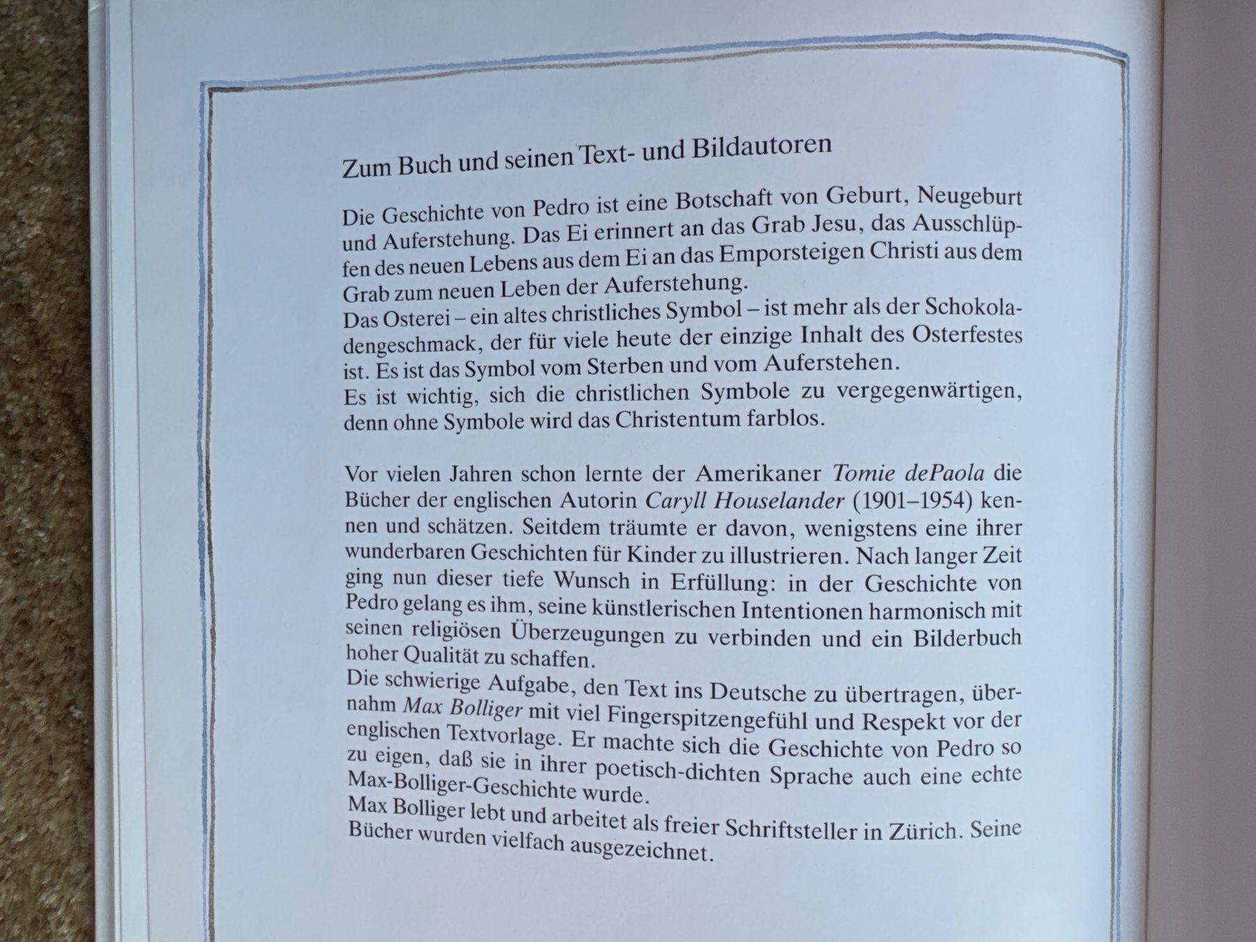 Libri: Pedro Eine Ostergeschichte - Max Bolliger – Usato da Aarau venduto da Kilauea 8