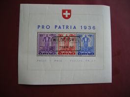 1936 SONDERBLOCK PRO PATRIA MIT KASTENSTEMPEL WIDERSWIL