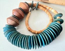 Vintage Ethno Statement Kette Kokos Edelholz - Sommer Unikat