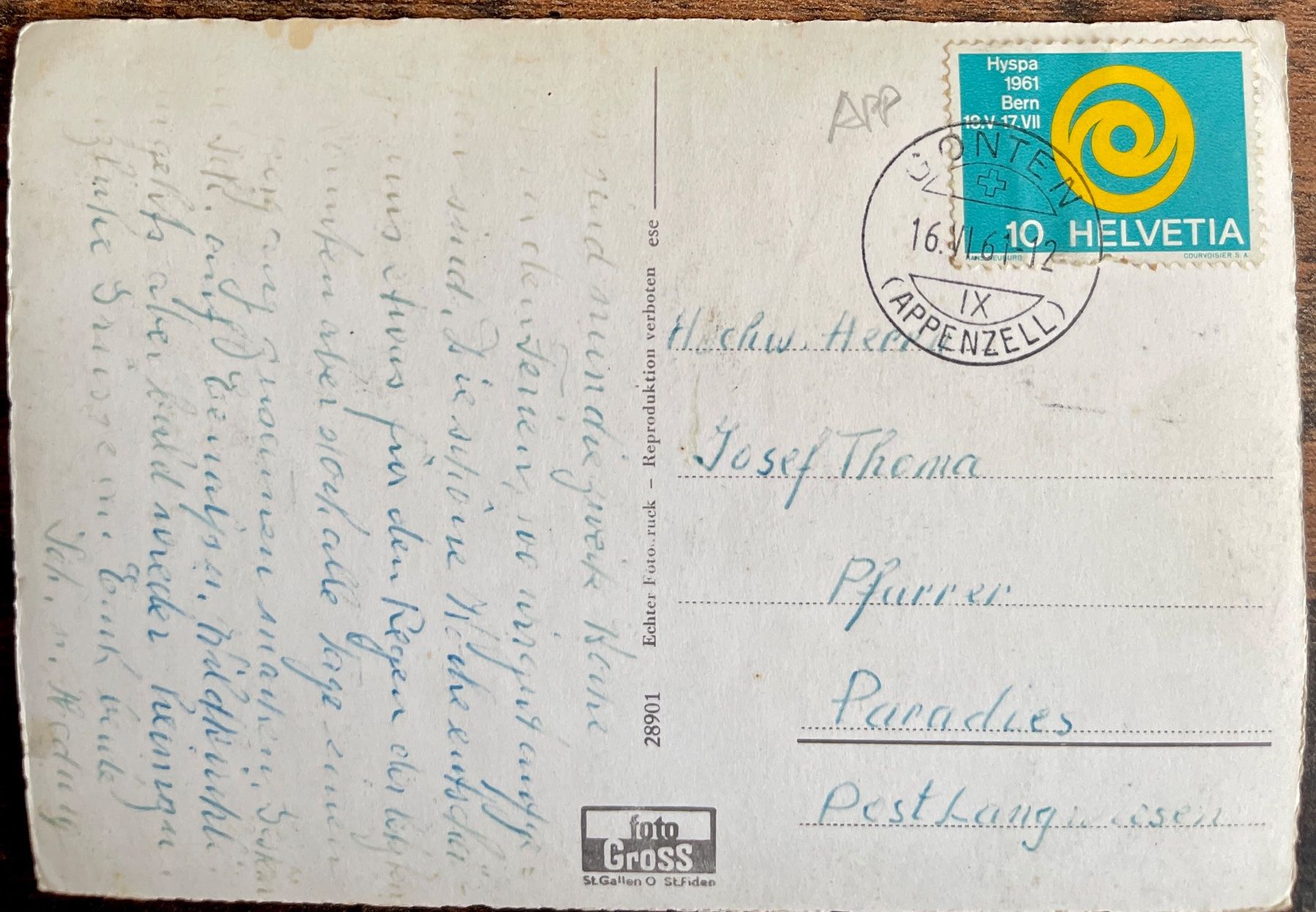 Cartoline postali: GONTEN - CHALET "ERIKA" 1961 – Usato da Lutry venduto da Ediego 1