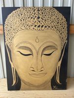Tableau Bouddha doré, art zen, décoration intérieure, 60x80c