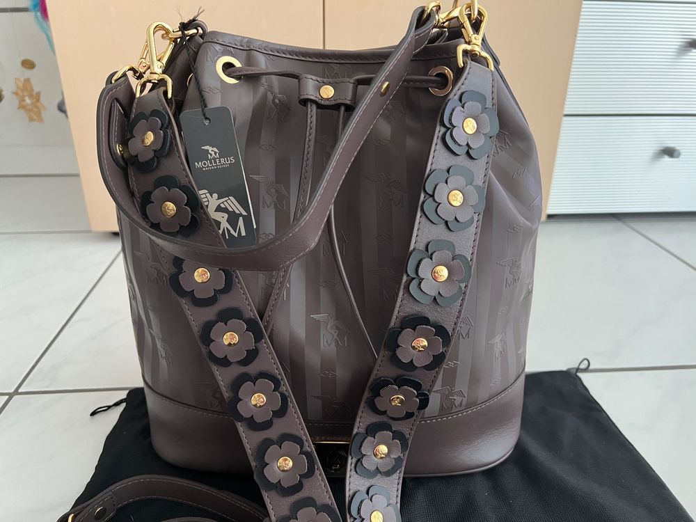 Maison Mollerus Tasche Beuteltasche NIESEN Daisy Leder Band (Neu