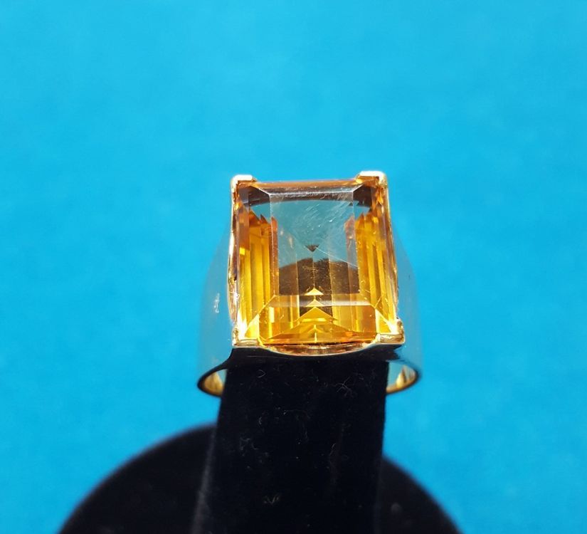 Navya Craft Citrin-Silberring, Größe 18,5 | 925 Sterling Silber