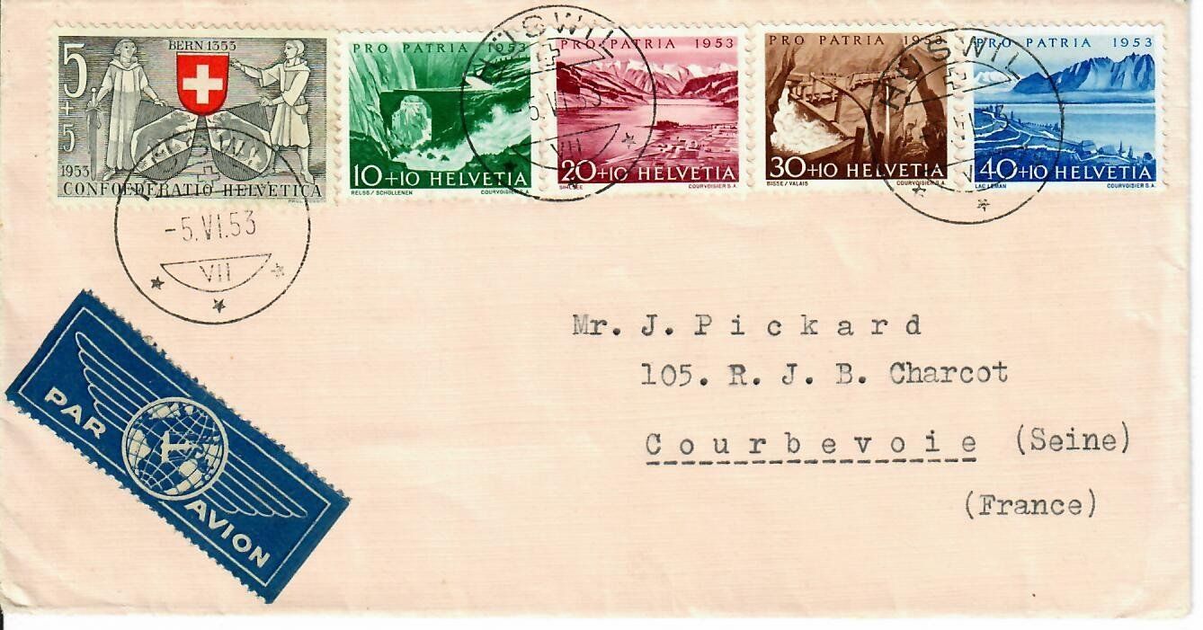 Tutti i francobolli: PP Satzbrief 1953 nach Frankreich – Usato da Hochdorf venduto da Ziegel-16