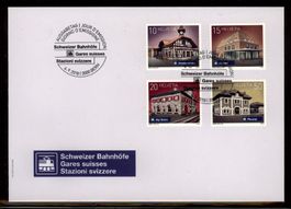 2018, FDC, Sondermarken Schweizer Bahnhöfe (Nr. 1687–1690)