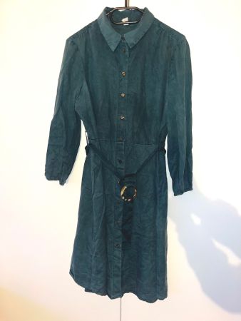 Schickes Kleid dunkelgrün/tannengrün mit Gurt M