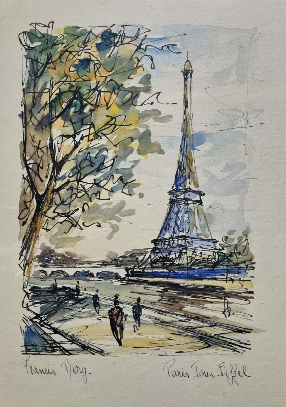 Foto & Immagini: Aquarell "Paris Tour Eiffel" von Francis Berg. – Usato da Wil SG venduto da optimus07 1