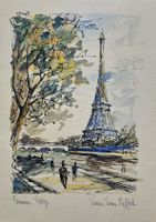 Aquarell "Paris Tour Eiffel" von Francis Berg.