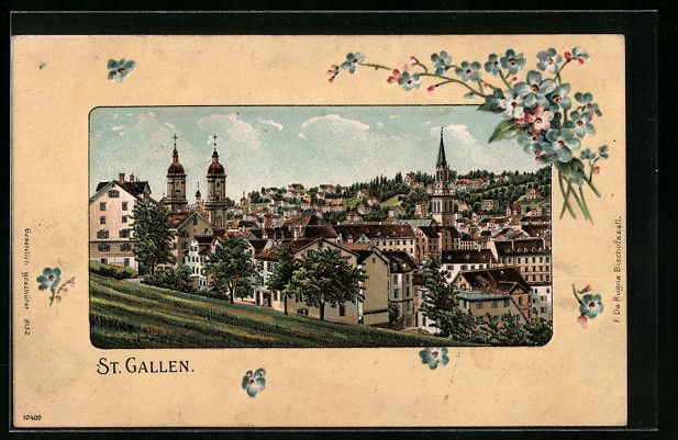 Cartoline postali: St. Gallen, Teilansicht mit Kirche, 1907 – Usato da Berlin venduto da bartko-reher