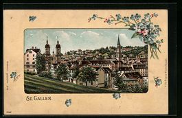St. Gallen, Teilansicht mit Kirche, 1907