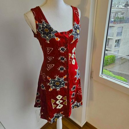 Vintage 90er Rotes Sommerkleid
