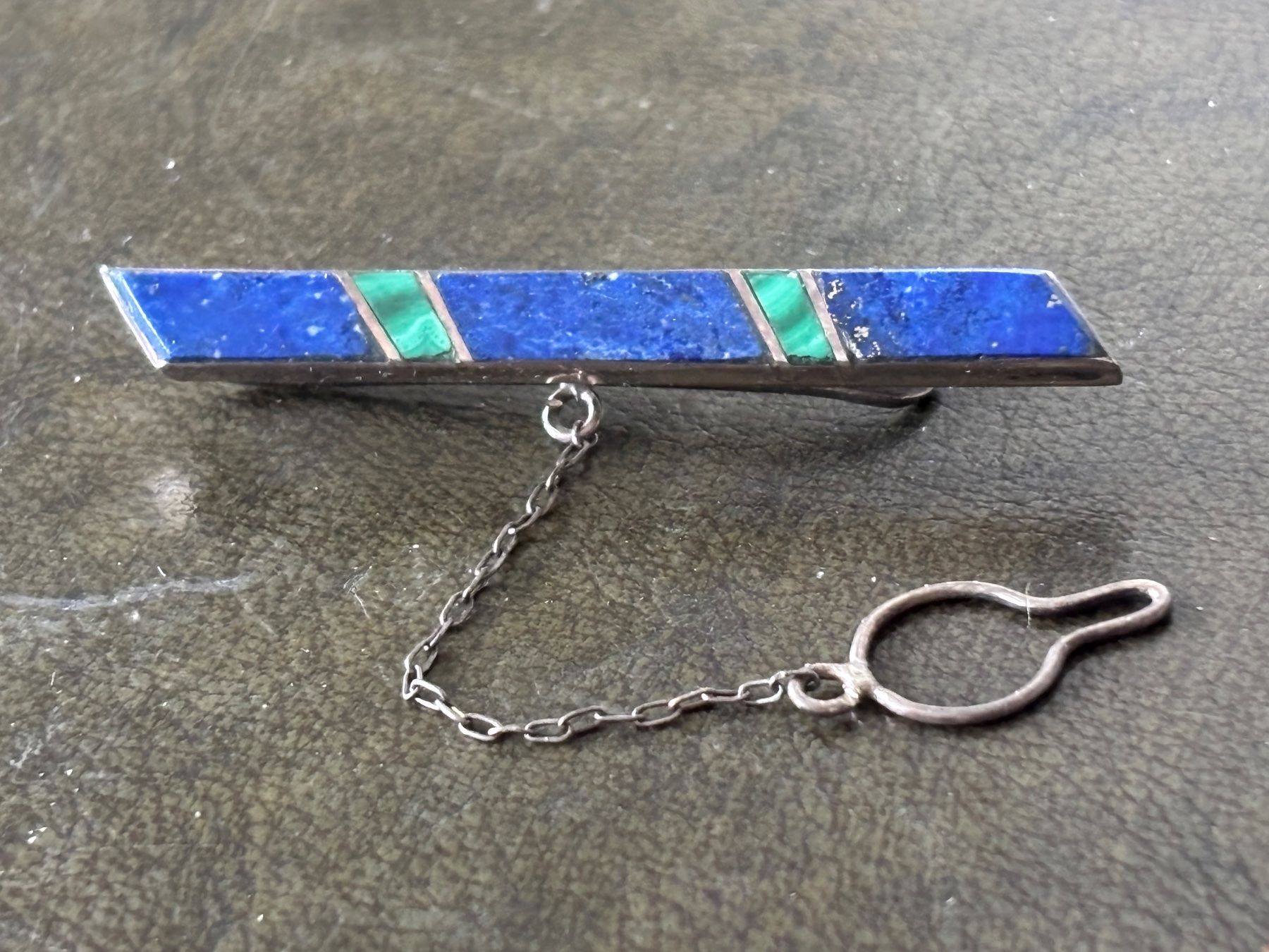 Anhänger: vintage edler Azurit Lapislazuli Krawattenschieber Silber ? – Gebraucht aus THERWIL von Fcbbasel