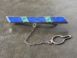 vintage edler Azurit Lapislazuli Krawattenschieber Silber ?