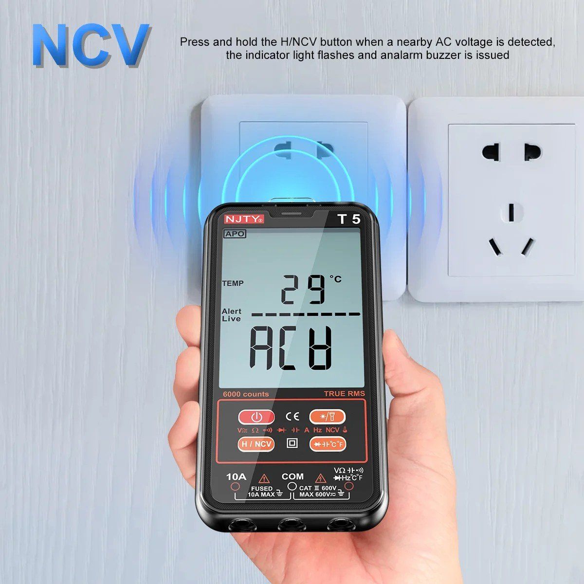 Messen: Multimeter digital True RMS 6000 Counts Auto-Range 600V NCV – Neu und originalverpackt aus Genève von Lotus-18 3
