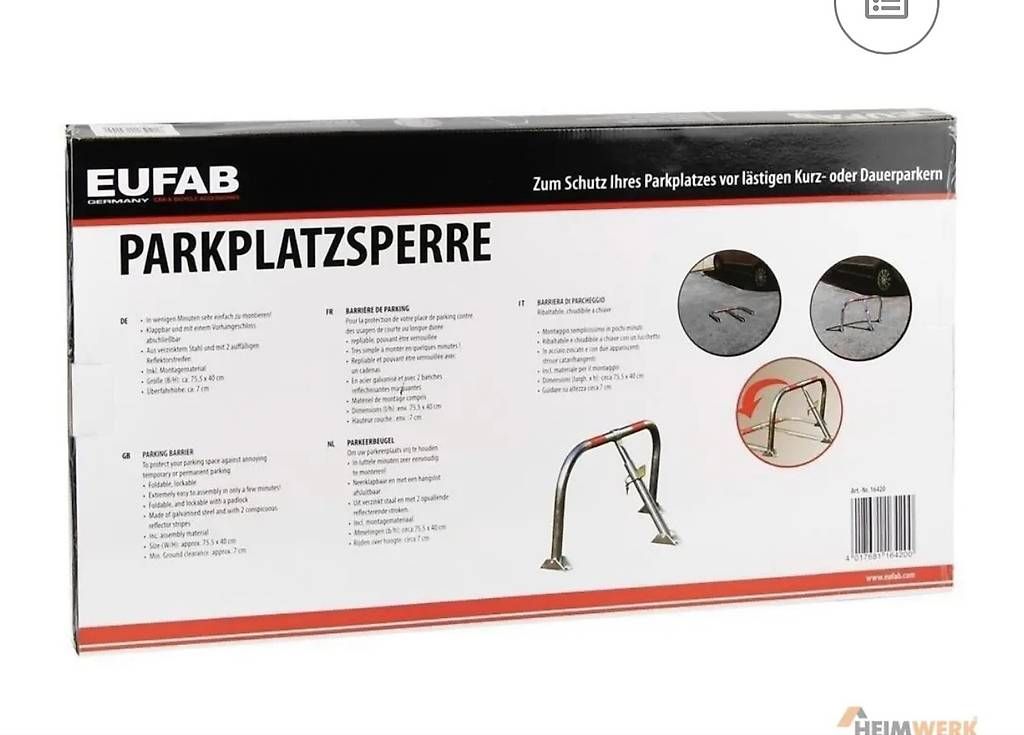 Lucchetti: Parkplatzsperre Grafner, Klappbare/ EUFAB GERMANY  – Nuovo e nell'imballaggio originale da Zürich venduto da bro_8f2k 1