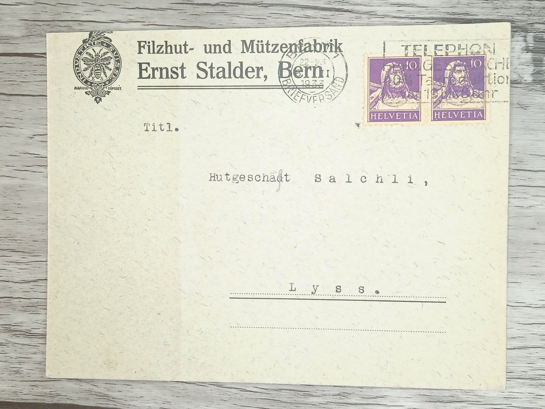 Tutti i francobolli: TR20 Enveloppe + Timbre Suisse 1933 – Usato da Cousset venduto da Patrick_Collections