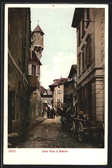 Cartoline postali: AK Sierre, Une Rue, 1921 – Usato da Berlin venduto da bartko-reher