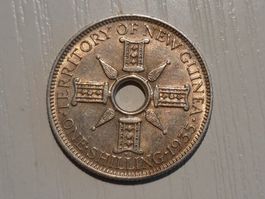 SILBER / 1 Shilling / Neu Guinea / 1935 / Patina!