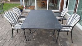 Gartentisch, metall, 4 Stühle